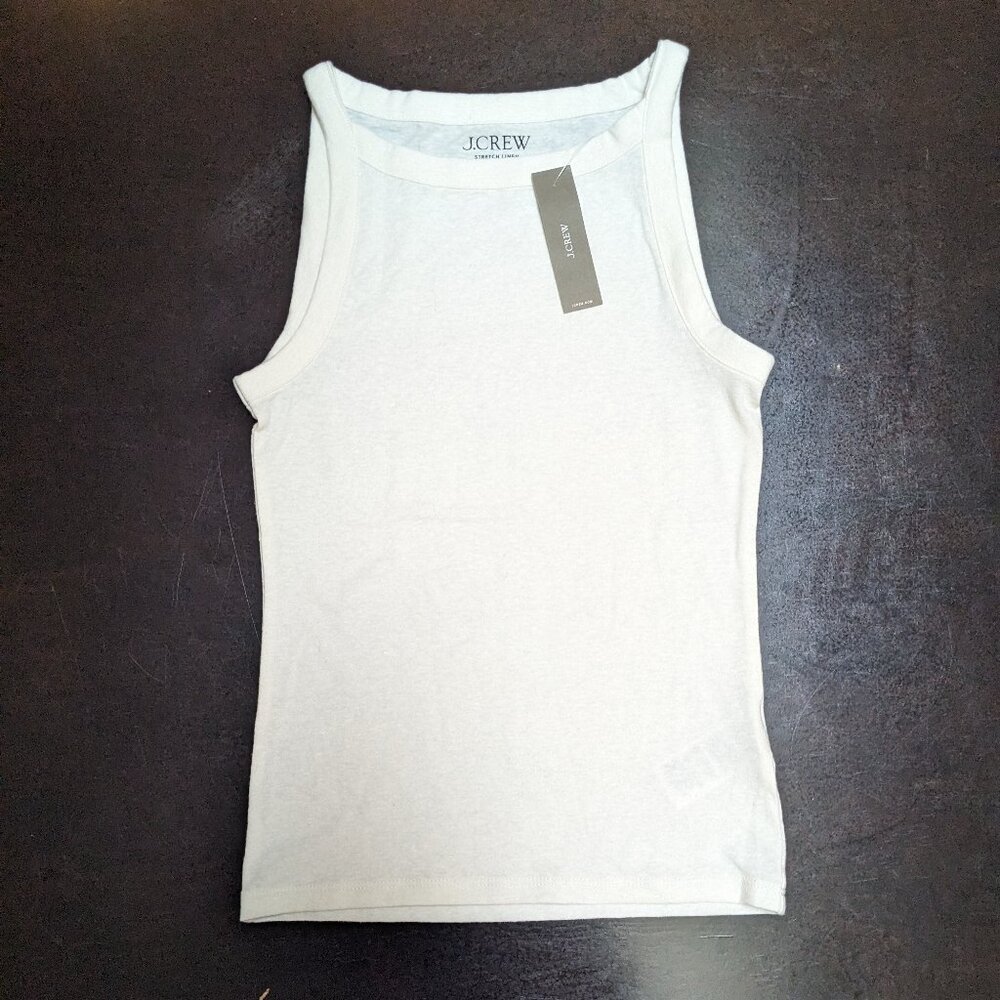 J. Crew High-neck tank top in stretch linen blend size XS ivory NWT - Picture 2 of 2